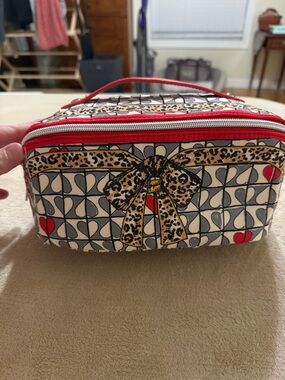 Brighton Leopard Bow Cosmetic Case - Red, Cream & Black